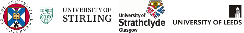 University of Edingurgh, University of Stirling, University of Strathclyde Glasgow, University of Leeds